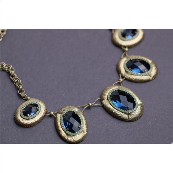 Carolee Lux Tranquil Blues Oval Frontal Necklace - Picture 3 of 6